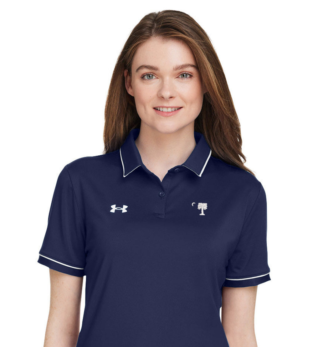 Big Red Palmetto Under Armour Ladies' Tipped Teams Performance Polo- Navy