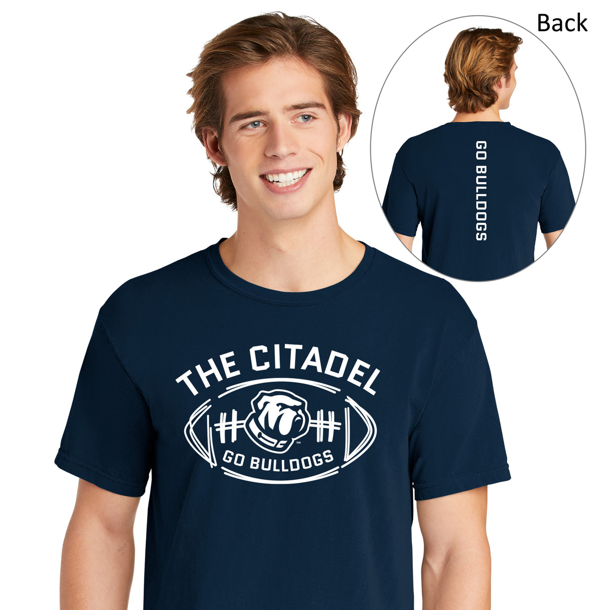 The Citadel Bulldog, Football,  Comfort Colors ® Heavyweight Ring Spun T-Shirt