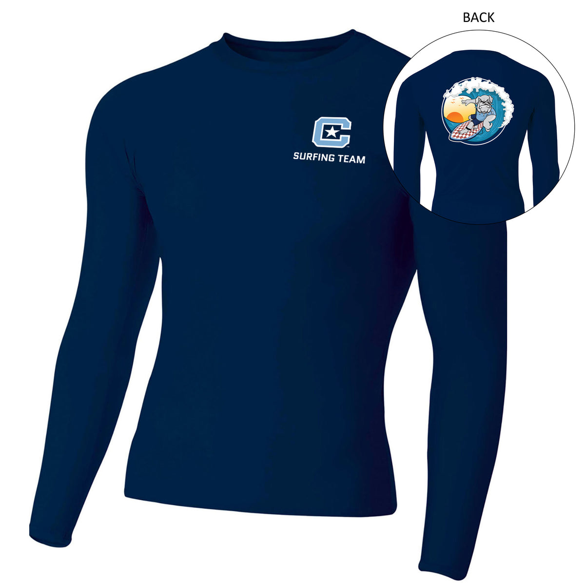 The Citadel, Club Sports - Surfing Team, A4 Adult Polyester Spandex Long Sleeve Compression T-Shirt