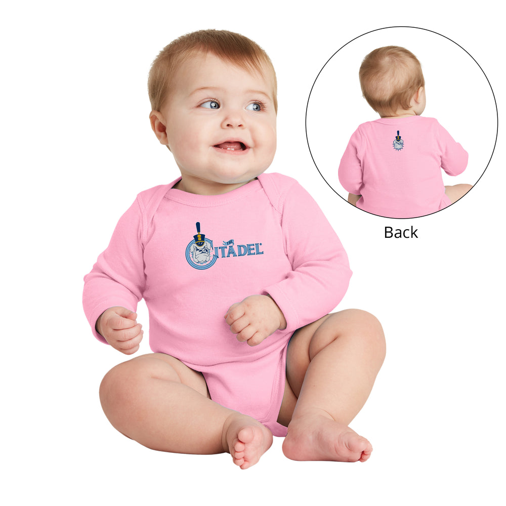 The Citadel, Spike, Rabbit Skins™ Infant Long Sleeve Baby Rib Bodysuit- Pink