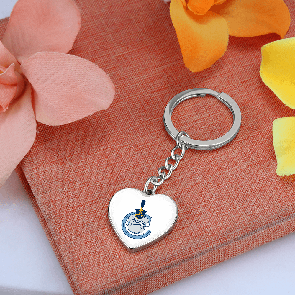The Citadel, Spike C logo, Heart Keychain - Silver