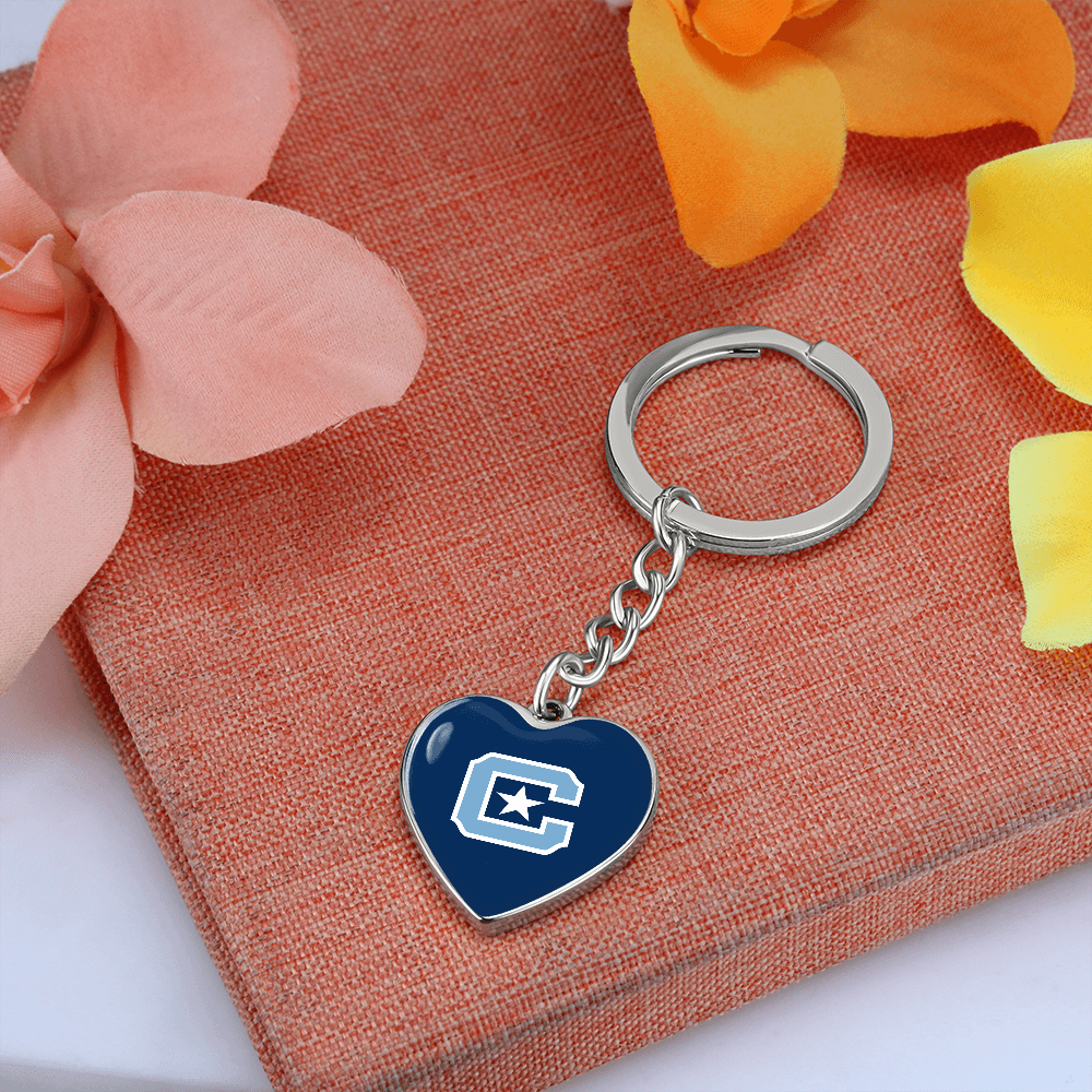 The Citadel, C Star logo, Heart Keychain - Silver