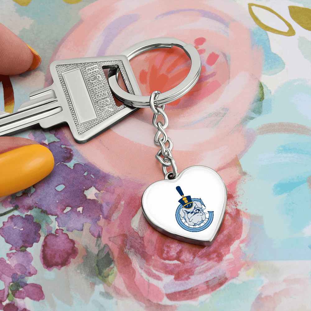 The Citadel, Spike C logo, Heart Keychain - Silver