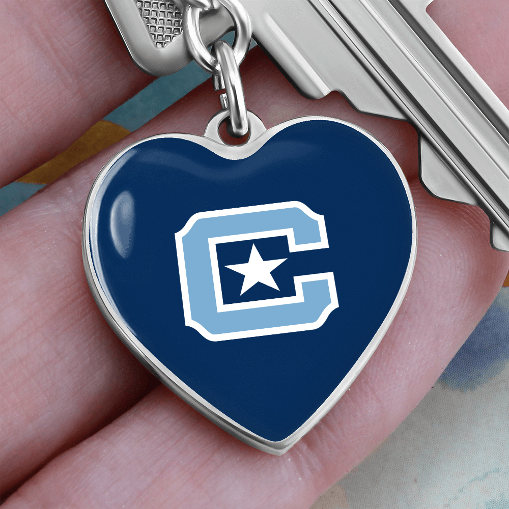 The Citadel, C Star logo, Heart Keychain - Silver