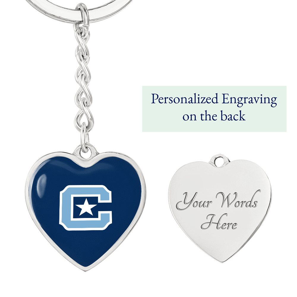 The Citadel, C Star logo, Heart Keychain - Silver