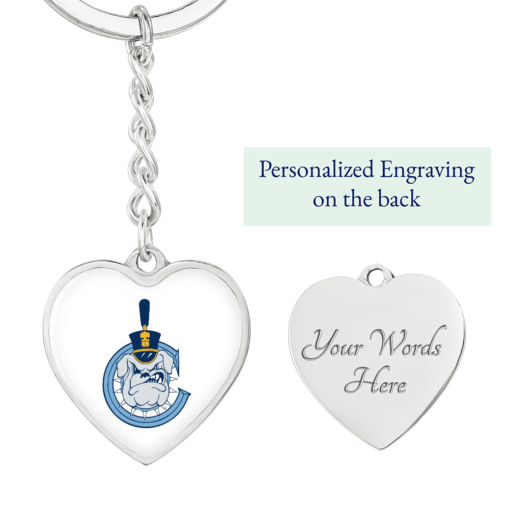 The Citadel, Spike C logo, Heart Keychain - Silver