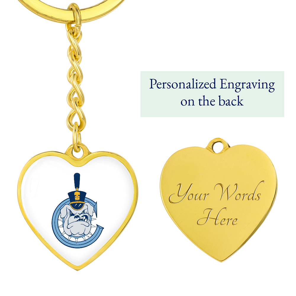 The Citadel, Spike C logo, Heart Keychain - Gold