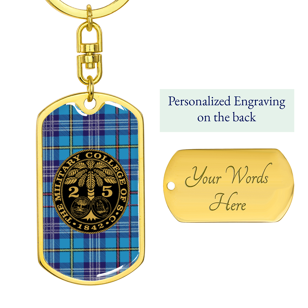 The Citadel, Customizable Year and Engraving, Tartan Background Keychain