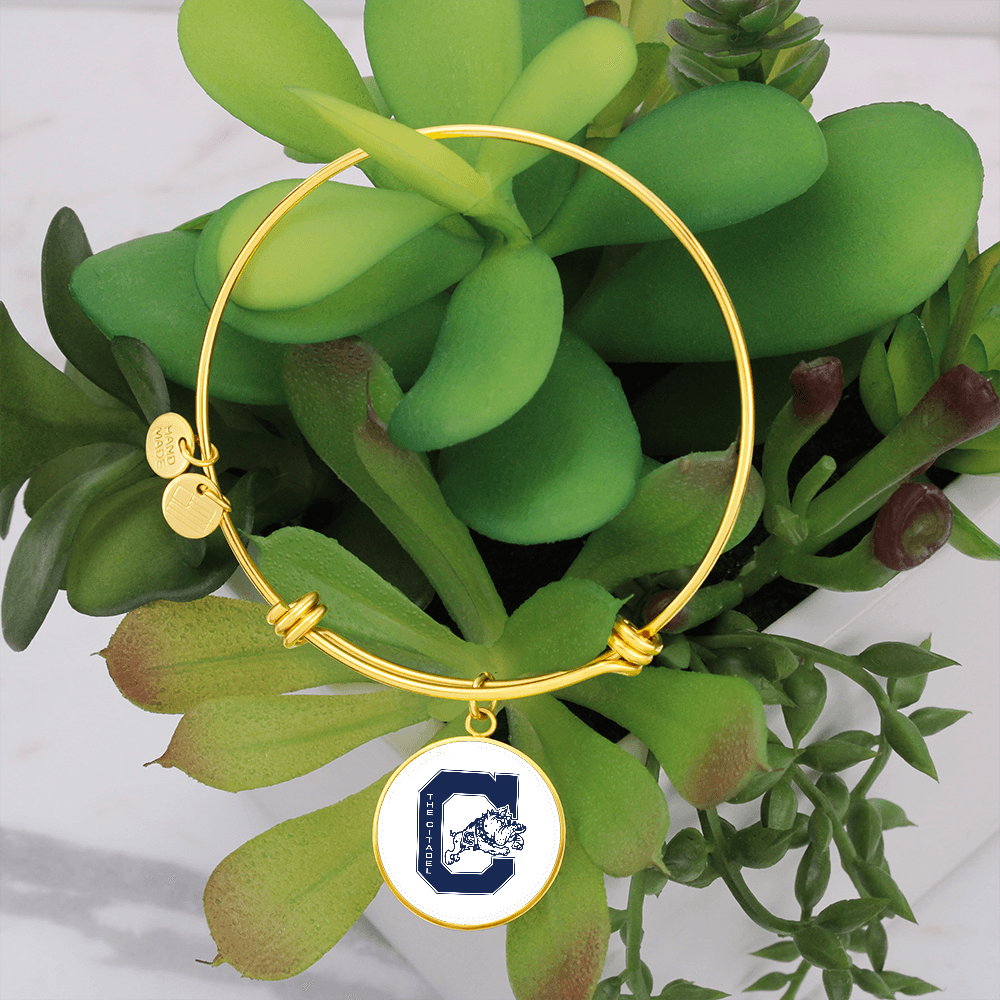 The Citadel, Jumping Bulldog logo, Luxury Circle Bangle - Gold