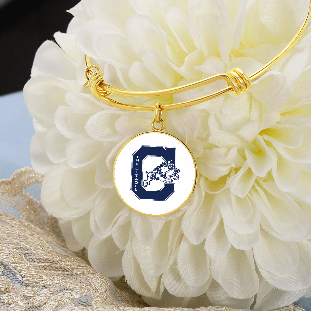 The Citadel, Jumping Bulldog logo, Luxury Circle Bangle - Gold