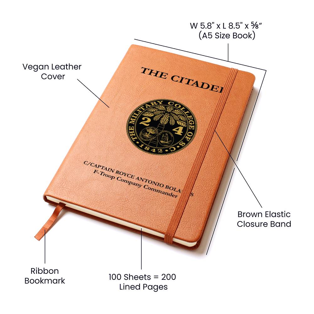 The Citadel, Ring Bezel Leather Journal Custom Year