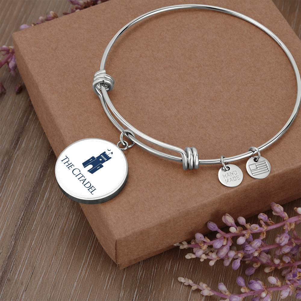 The Citadel, Barracks logo, Luxury Circle Bangle - Silver