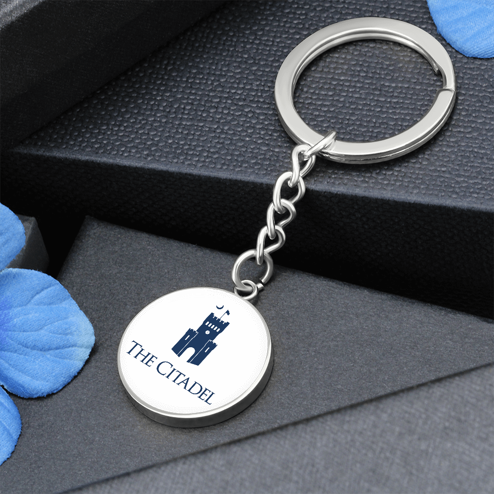 The Citadel, Barracks logo, Circle Keychain - Silver