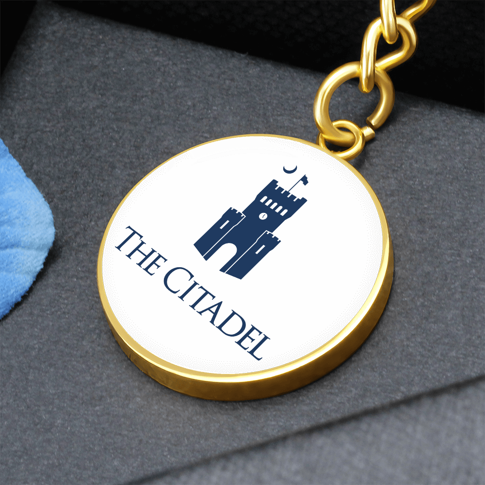 The Citadel, Barracks logo, Circle Keychain - Gold