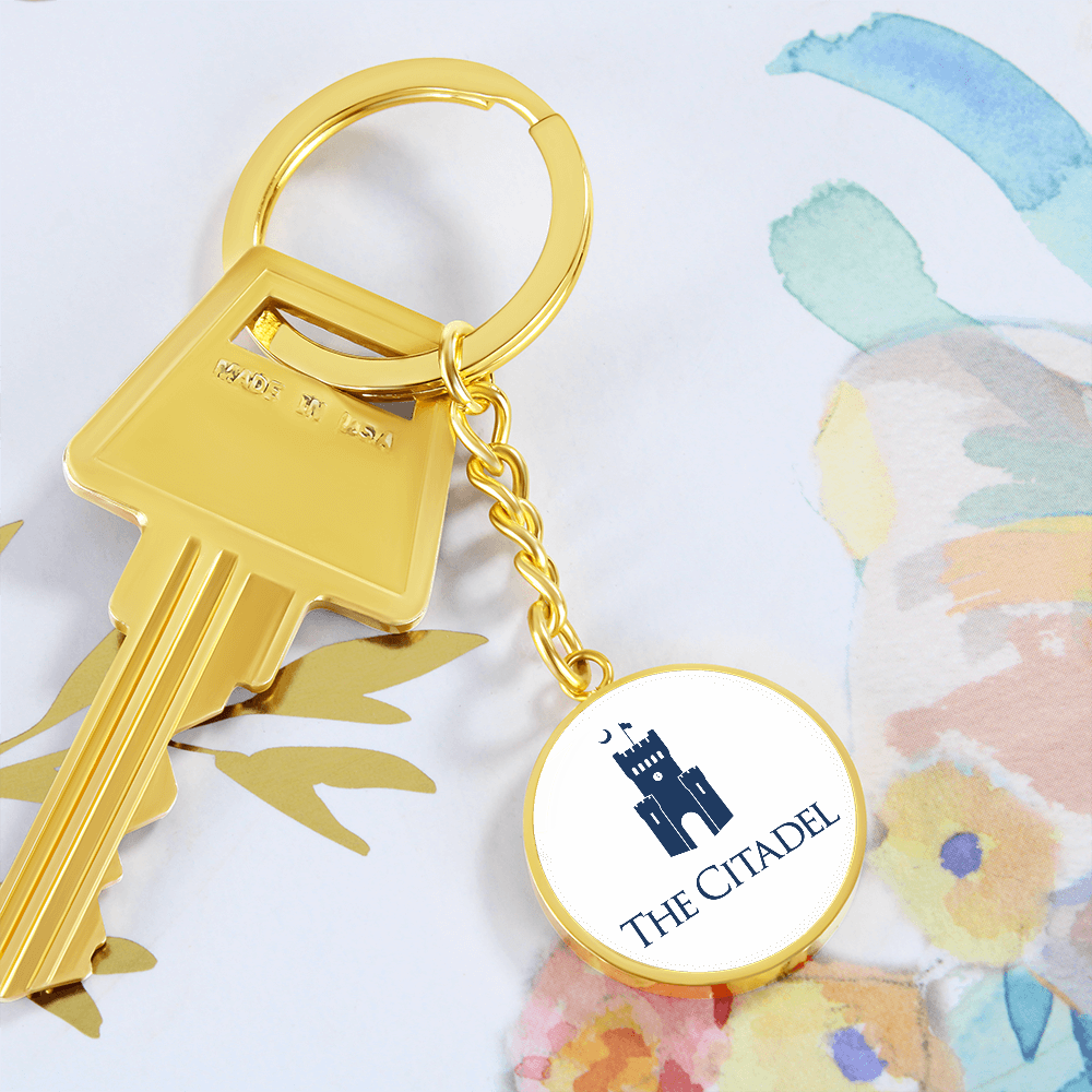 The Citadel, Barracks logo, Circle Keychain - Gold
