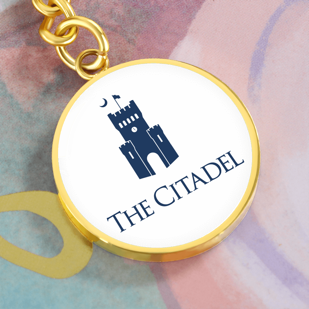 The Citadel, Barracks logo, Circle Keychain - Gold