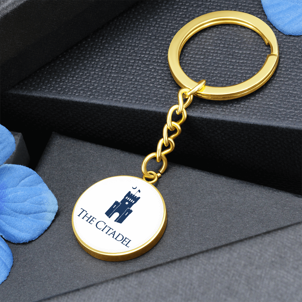 The Citadel, Barracks logo, Circle Keychain - Gold