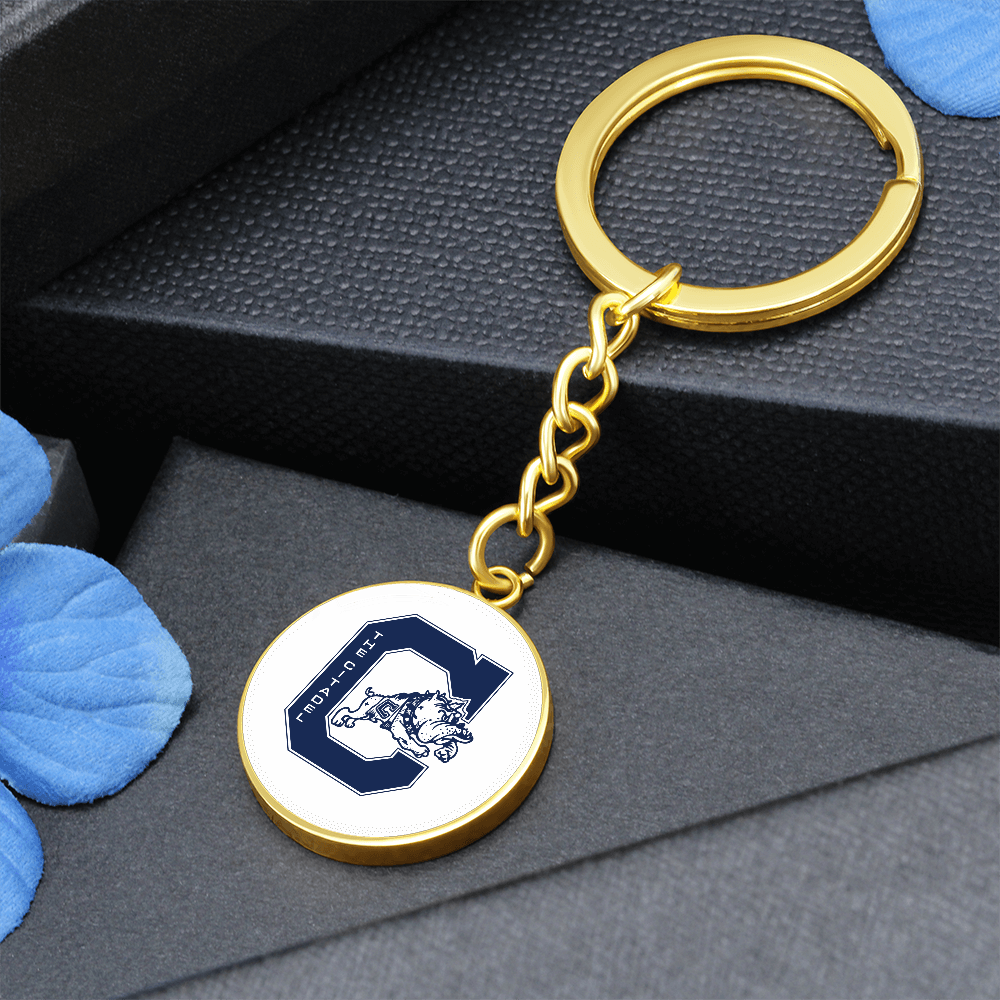 The Citadel, Jumping Bulldog logo, Circle Keychain - Gold