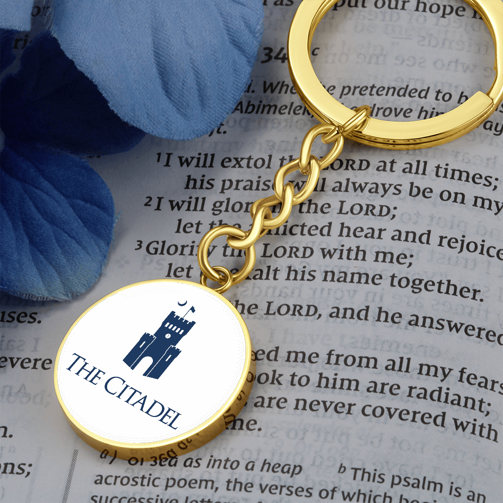 The Citadel, Barracks logo, Circle Keychain - Gold