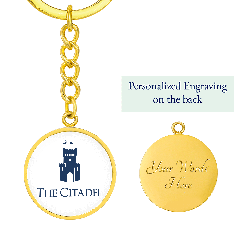 The Citadel, Barracks logo, Circle Keychain - Gold