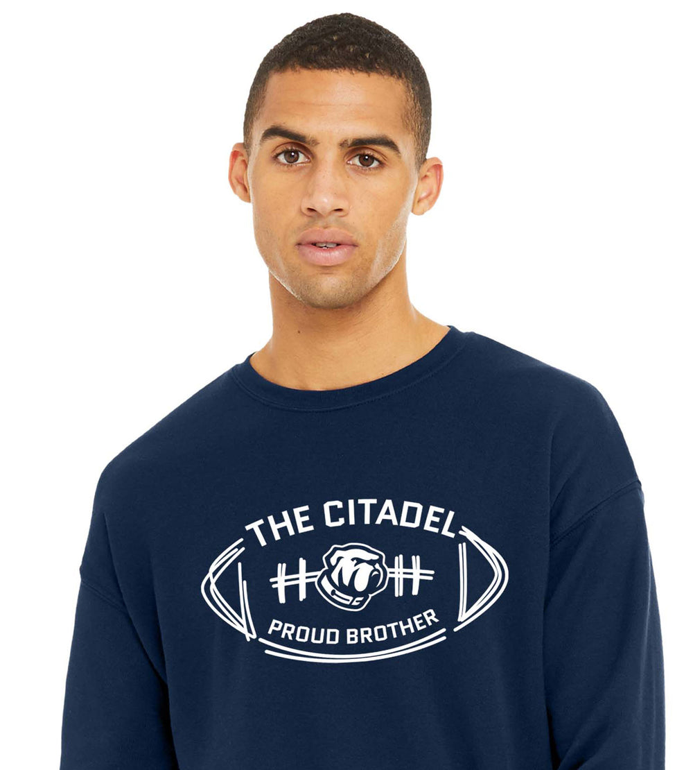 The Citadel Bulldog Proud Brother Unisex Sponge Fleece Drop Shoulder Sweatshirt-Navy