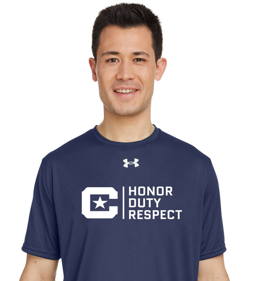 The Citadel, Block C star logo, Honor Duty Respect Navy Dri fit Under Armour t shirt