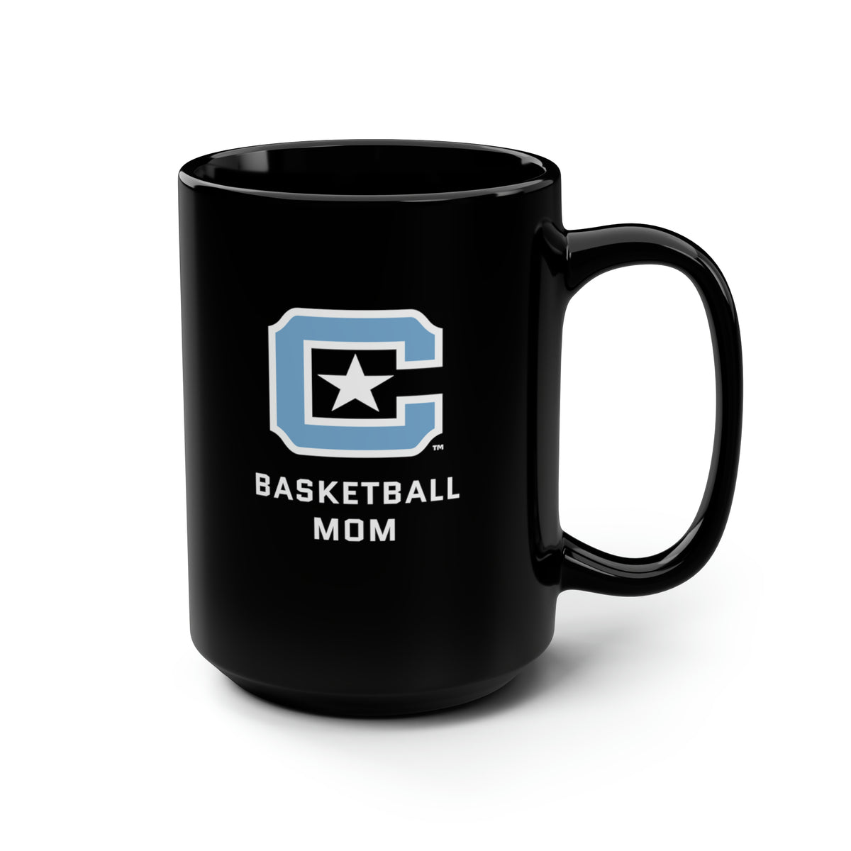 The Citadel Block C Logo, Sports Basketball Mom, Black Mug, 15oz