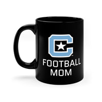 Load image into Gallery viewer, The Citadel, Block C logo, Football Mom, 11oz Black Coffee Mug
