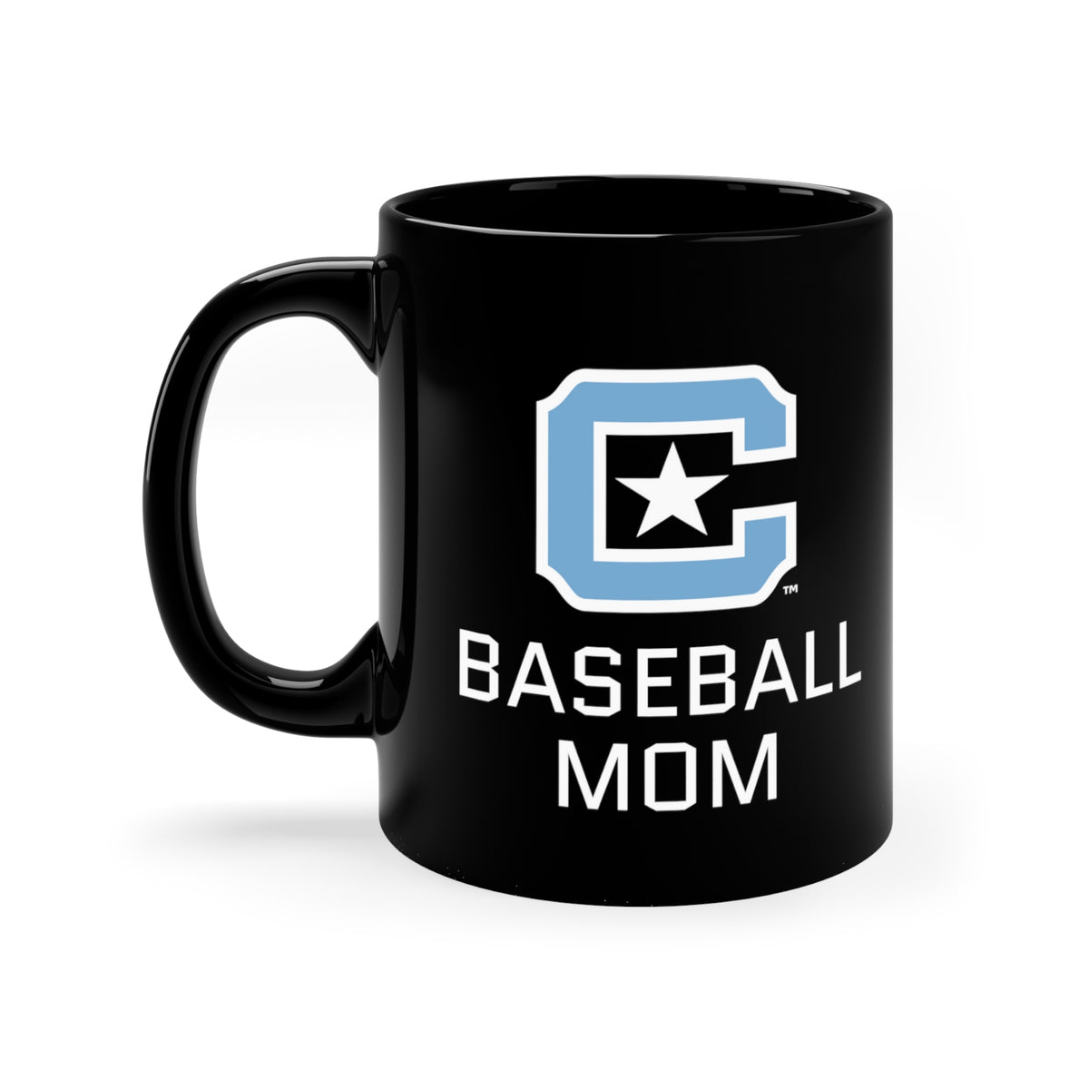 The Citadel Block C Logo, Sports Baseball Mom, Black Mug, 11oz
