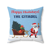 Load image into Gallery viewer, The Citadel, Happy Holidays! Santa Spike, Spun Polyester Square Pillow
