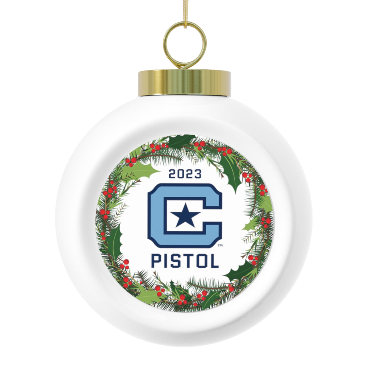 The Citadel, Club Sports, Pistol, 2023 Christmas Ball Ceramic Ornament
