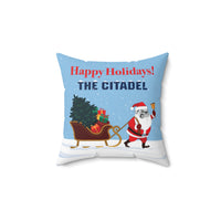 Load image into Gallery viewer, The Citadel, Happy Holidays! Santa Spike, Spun Polyester Square Pillow
