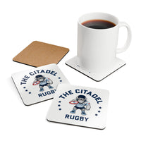 Load image into Gallery viewer, The Citadel, Club Sports - Rugby, Corkwood Coaster Set of 4 - White
