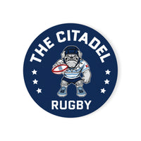 Load image into Gallery viewer, The Citadel, Club Sports - Rugby, Cork Back Coaster, Circle - 1pc
