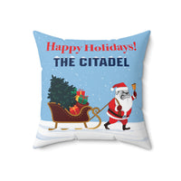 Load image into Gallery viewer, The Citadel, Happy Holidays! Santa Spike, Spun Polyester Square Pillow
