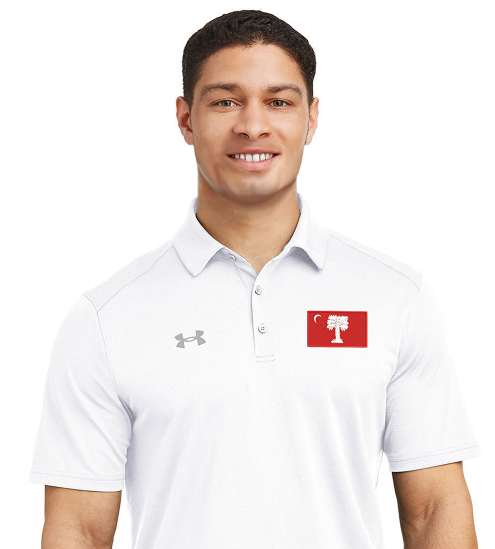Big Red Palmetto Flag Under Armour Men's Tech™ Polo- White