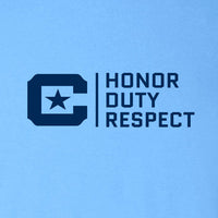 Load image into Gallery viewer, Honor Duty Respect Under Armour Men&#39;s Team Tech T-Shirt- Carolina Blue
