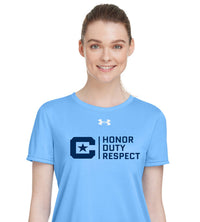 Load image into Gallery viewer, Honor Duty Respect Under Armour Ladies&#39; Team Tech T-Shirt-Carolina Blue
