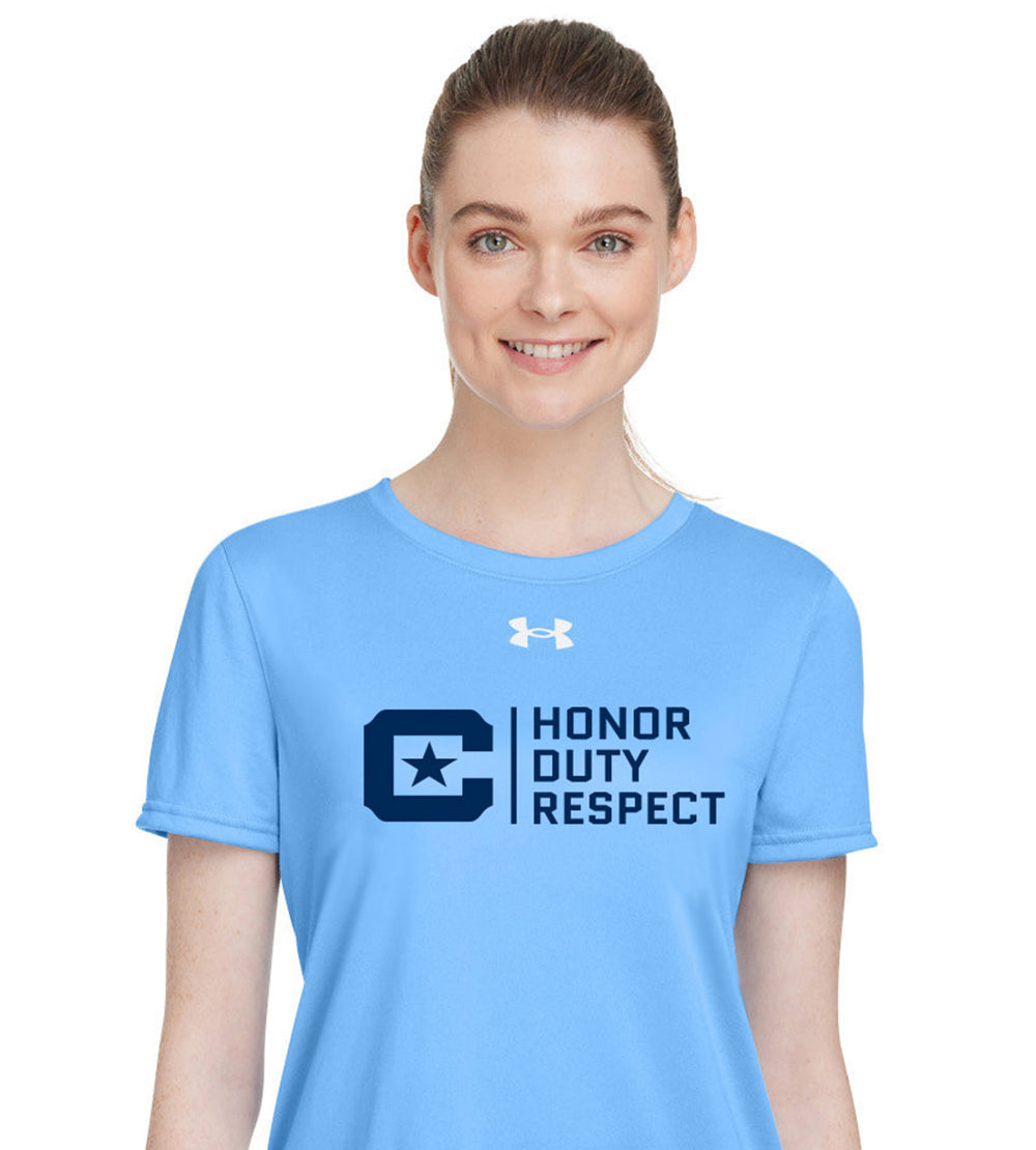 Honor Duty Respect Under Armour Ladies' Team Tech T-Shirt-Carolina Blue