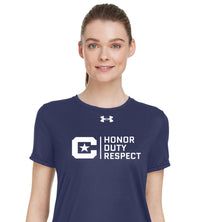 Load image into Gallery viewer, Honor Duty Respect Under Armour Ladies&#39; Team Tech T-Shirt-Navy
