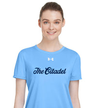 Load image into Gallery viewer, The Citadel Under Armour Ladies&#39; Team Tech T-Shirt- Carolina Blue
