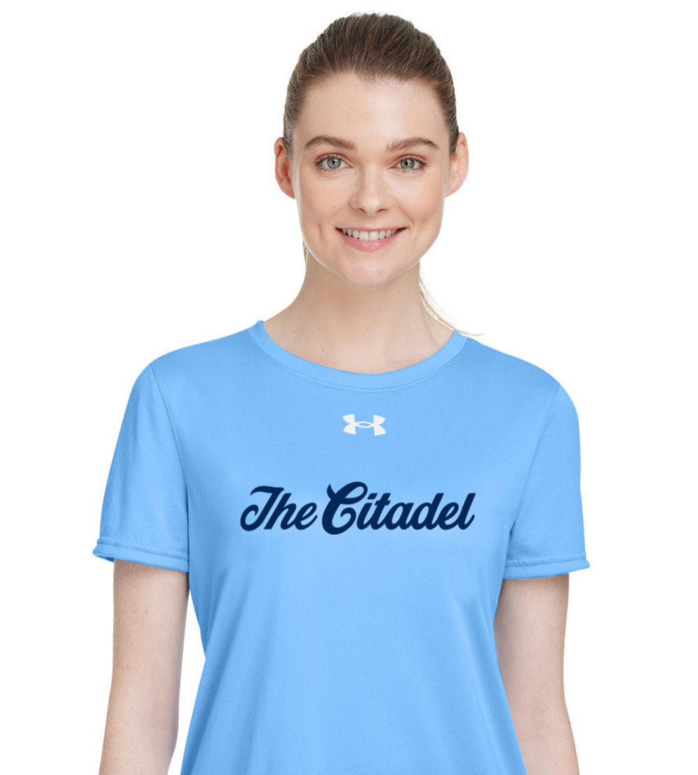 The Citadel Under Armour Ladies' Team Tech T-Shirt- Carolina Blue