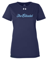 Load image into Gallery viewer, The Citadel Under Armour Ladies&#39; Team Tech T-Shirt- Navy
