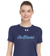 Load image into Gallery viewer, The Citadel Under Armour Ladies&#39; Team Tech T-Shirt- Navy
