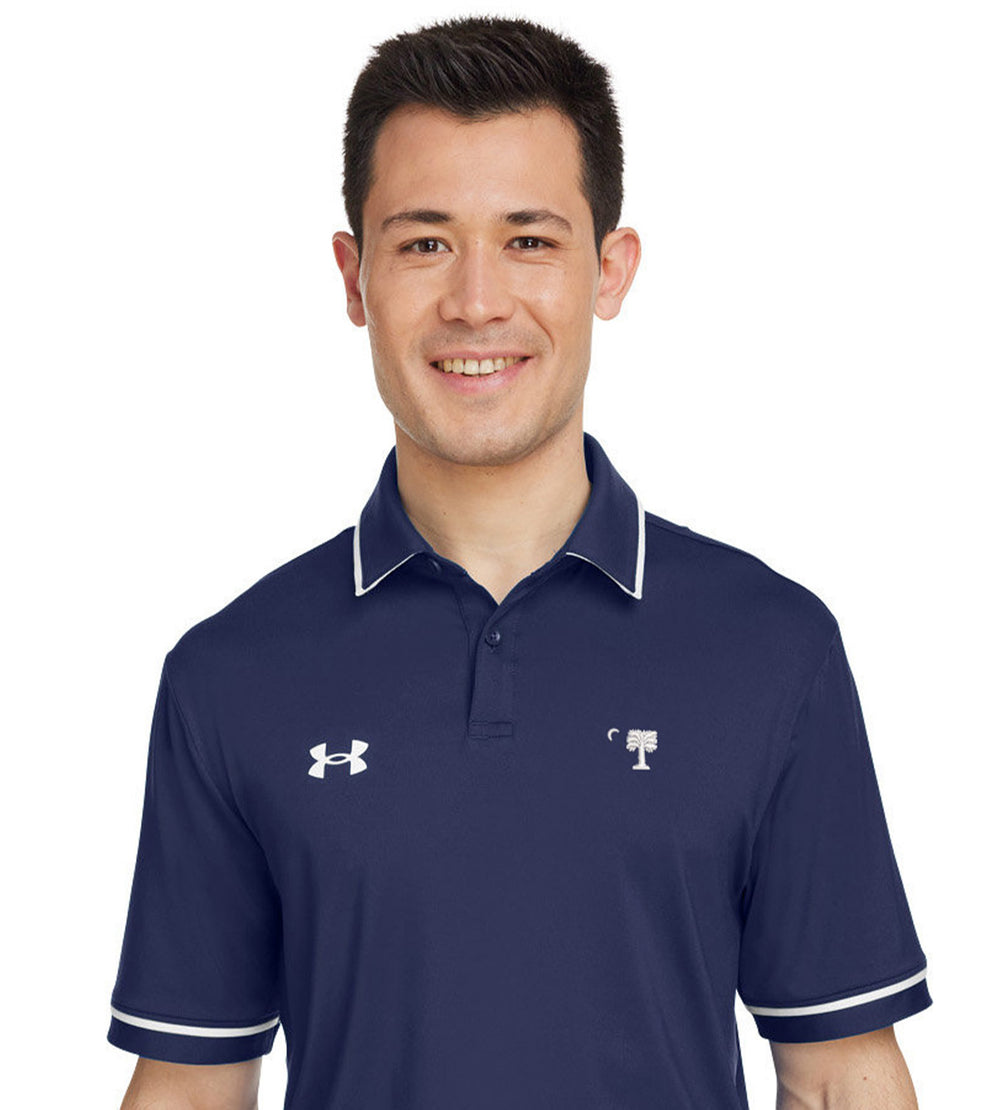 Big Red Palmetto Under Armour Men's Tipped Teams Performance Polo- Navy