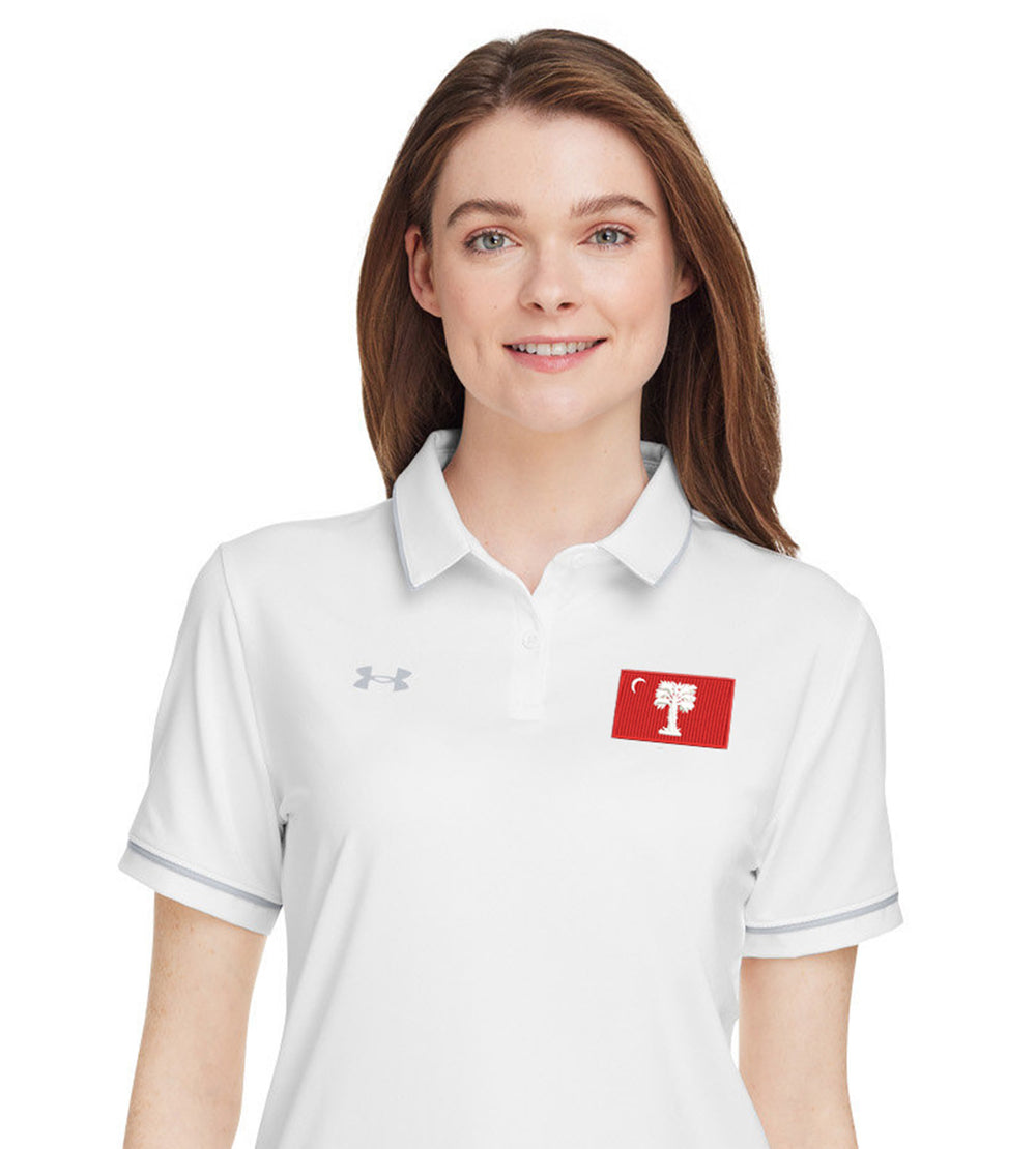 Big Red Palmetto Flag, Under Armour Ladies' Tipped Teams Performance Polo