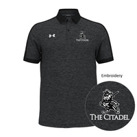 Load image into Gallery viewer, The Citadel, Marching Bulledog, Under Armour Men&#39;s Trophy Level Polo - Black

