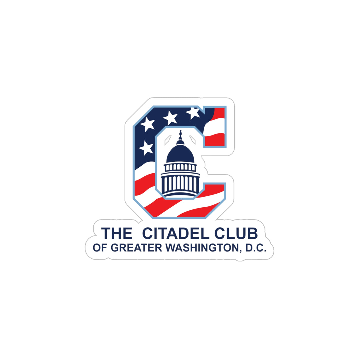 The Citadel, Alumni Club, Washington D.C. Club Logo, Navy Blue Transparent Outdoor Stickers, Die-Cut, 1pcs