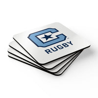 Load image into Gallery viewer, The Citadel, Club Sports - C Rugby, Corkwood Coaster Set of 4 - White
