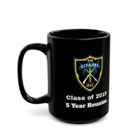 Load image into Gallery viewer, The Citadel, Citadel Shield, Class of 2019 5 Year Reunion, 11/15 Oz Black Mug
